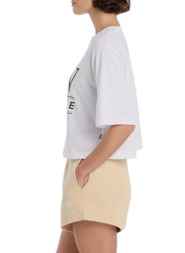 Camiseta New Balance oversize blanco para mujer