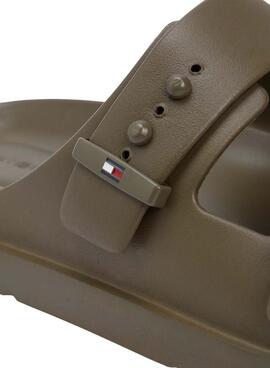 Chanclas Tommy Hilfiger Light ajustables con hebillas verde para hombre