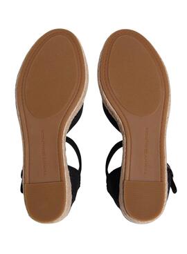 Alpargatas Tommy Hilfiger negro con cuña media para mujer