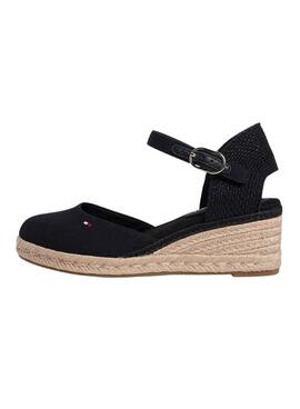 Alpargatas Tommy Hilfiger negro con cuña media para mujer