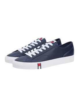 Zapatillas Tommy Jeans piel Archive con logo marino para hombre
