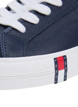 Zapatillas Tommy Jeans piel Archive con logo marino para hombre