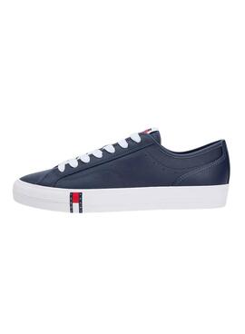 Zapatillas Tommy Jeans piel Archive con logo marino para hombre