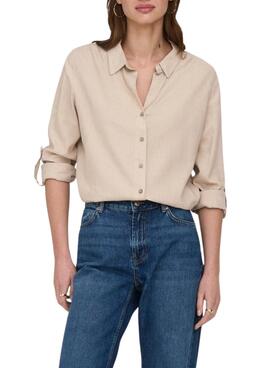 Camisa Only Goa beige para mujer