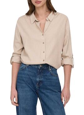 Camisa Only Goa beige para mujer