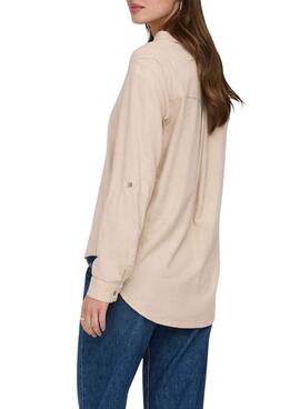 Camisa Only Goa beige para mujer