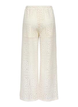 Pantalón Only Llian lace blanco para mujer