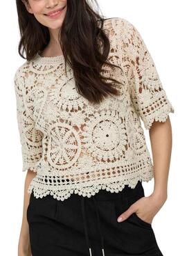 Camiseta Only Waterly beige para mujer