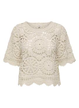Camiseta Only Waterly beige para mujer
