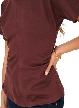 Camiseta Only Marie granate para mujer