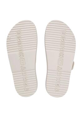 Sandalias Tommy Hilfiger Light doble tira beige para mujer