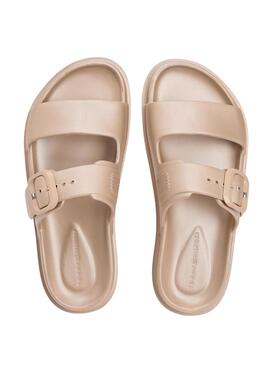 Sandalias Tommy Hilfiger Light doble tira dorado para mujer