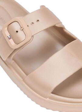 Sandalias Tommy Hilfiger Light doble tira dorado para mujer