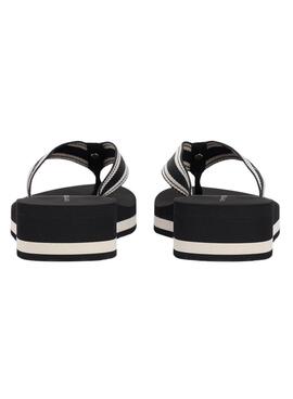 Chanclas Tommy Hilfiger Flag Print con cuña negro para mujer