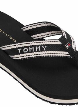 Chanclas Tommy Hilfiger Flag Print con cuña negro para mujer