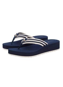 Chanclas Tommy Hilfiger Stripe de cuña azul para mujer