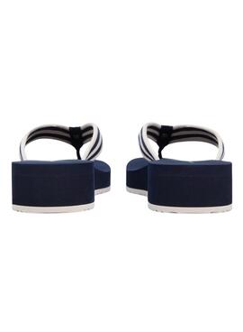 Chanclas Tommy Hilfiger Stripe de cuña azul para mujer