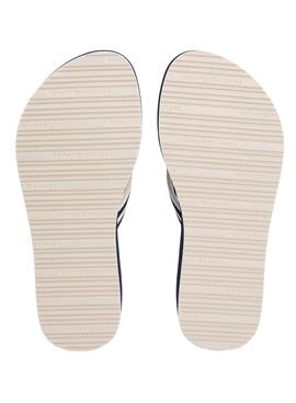 Chanclas Tommy Hilfiger Stripe de cuña azul para mujer