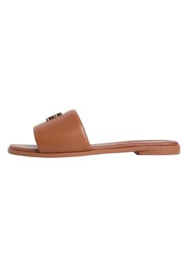 Sandalias Tommy Hilfiger mules Hardware marrón de piel para mujer