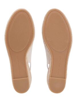 Alpargatas Tommy Hilfiger destalonadas beige con cuña media para mujer