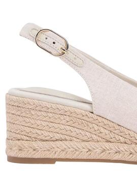 Alpargatas Tommy Hilfiger destalonadas beige con cuña media para mujer