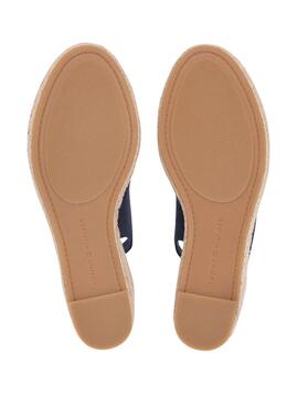 Alpargatas Tommy Hilfiger destalonadas marino con cuña media para mujer