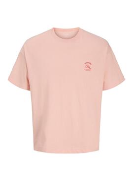 Camiseta Jack and Jones Montauk rosa para hombre