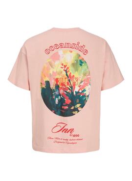 Camiseta Jack and Jones Montauk rosa para hombre