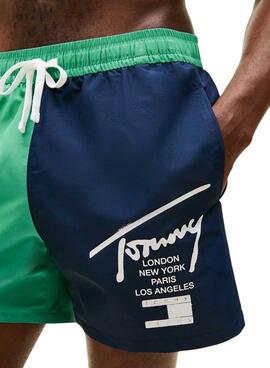 Bañador Tommy Jeans bicolor azul y verde para hombre