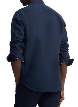 Camisa Silbon Sport Lino azul para hombre