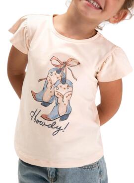 Camiseta Mayoral cowboy rosa empolvado para niña