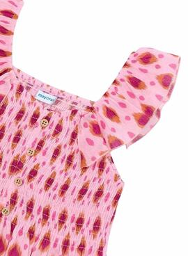 Blusa Mayoral estampada fucsia y rosa para niña