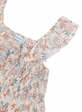 Blusa Mayoral floral fruncida crudo para niña