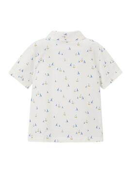 Polo Mayoral estampado barcos blanco para niño
