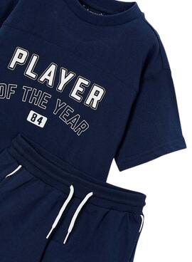 Conjunto camiseta y bermuda azul marino deportiva para niño