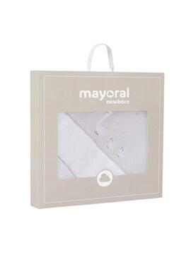 Capa de baño Mayoral con capucha y estampado de patitos gris perla para bebé