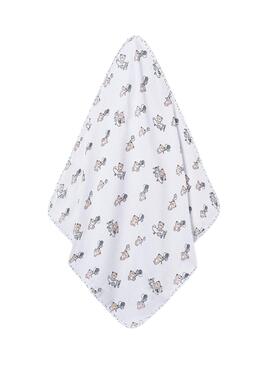 Capa de baño Mayoral con capucha ositos blanco para bebé