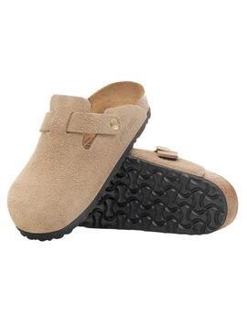 Zuecos Birkenstock Boston beige para mujer