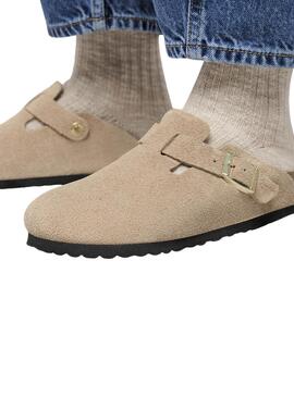 Zuecos Birkenstock Boston beige para mujer