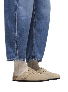 Zuecos Birkenstock Boston beige para mujer