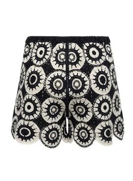 Shorts de crochet Only Yvonne negro y blanco para mujer