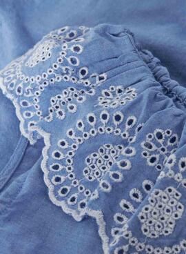 Top Name It Ferma bordado inglés azul para niña