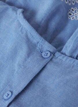 Top Name It Ferma Mini bordado inglés azul para niña