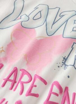 Camiseta Name It Fosiaz Love blanco para niña