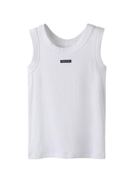 Top Name It Flyra blanco para niña