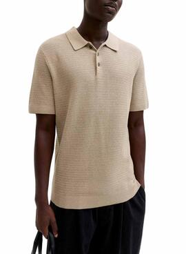 Polo de punto Jack and Jones Bluriley beige para hombre