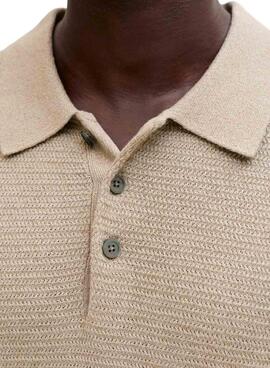 Polo de punto Jack and Jones Bluriley beige para hombre