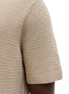 Polo de punto Jack and Jones Bluriley beige para hombre