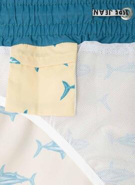 Bañador Pepe Jeans Shark estampado amarillo para niño
