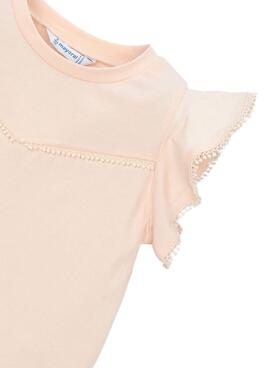 Camiseta Mayoral puntillas rosa para niña